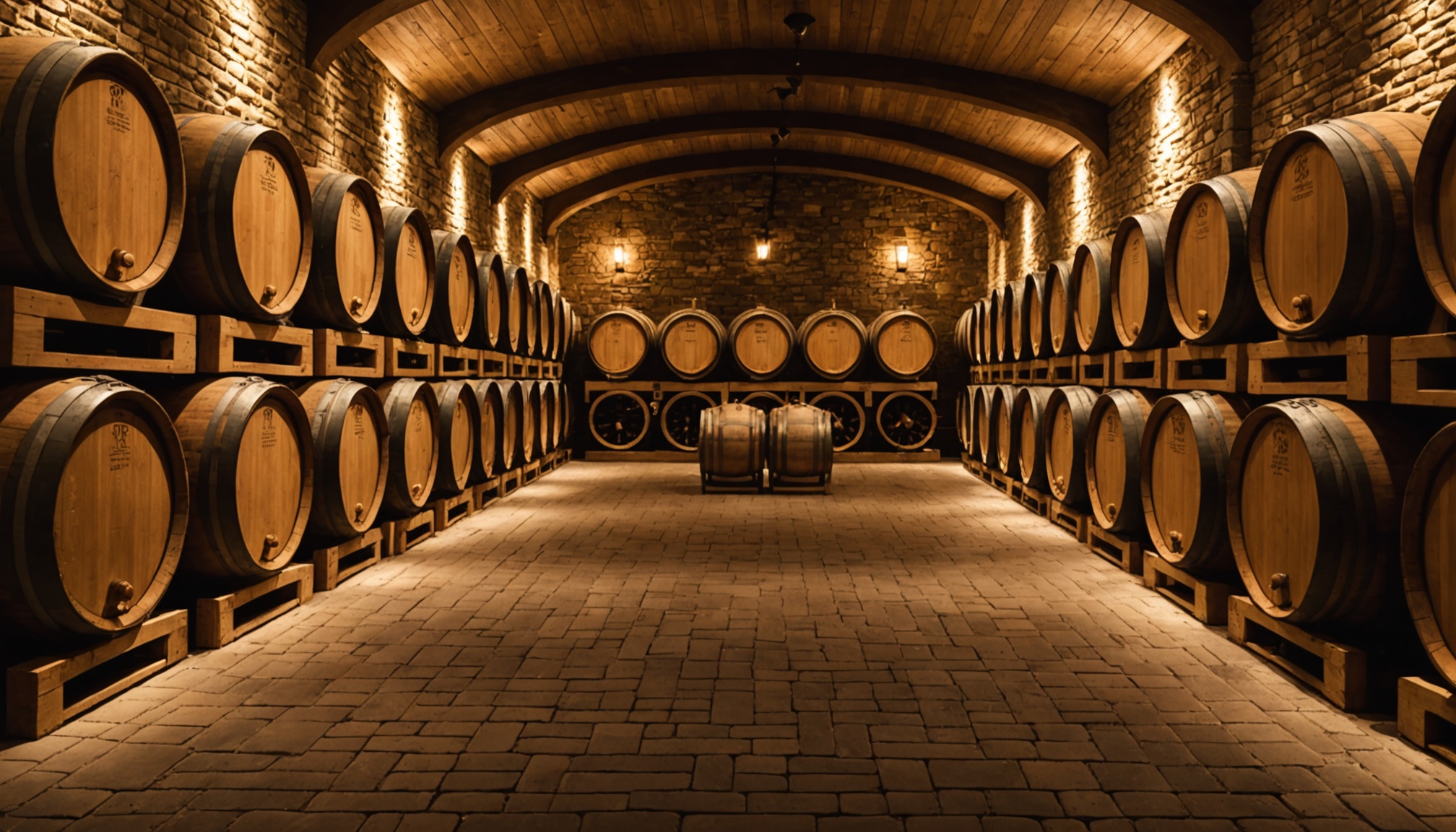 Rangées de fûts de whisky vieillissant dans une cave, ambiance investissement