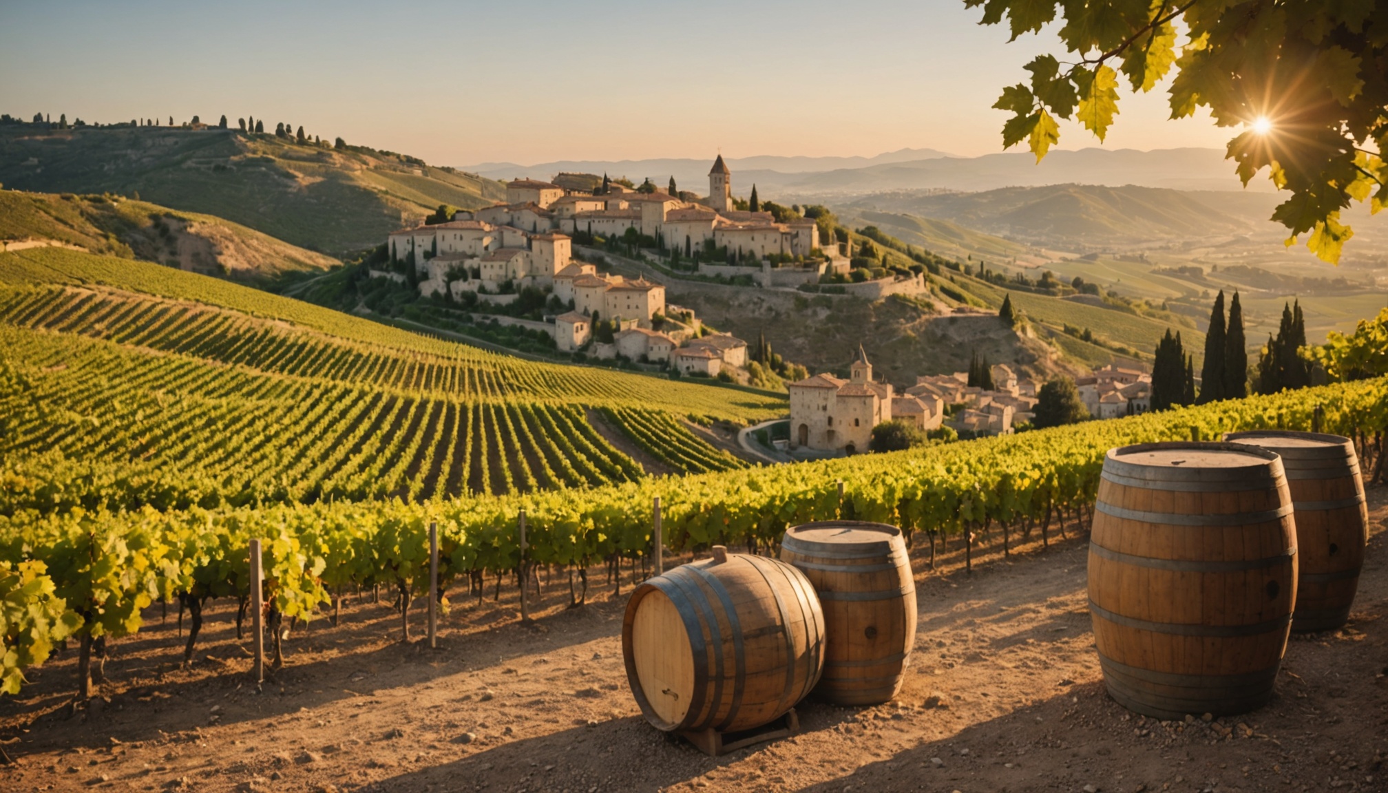 Vignoble en terrasses de la vallée du Rhône, illustration des appellations prisées pour l'investissement dans le vin