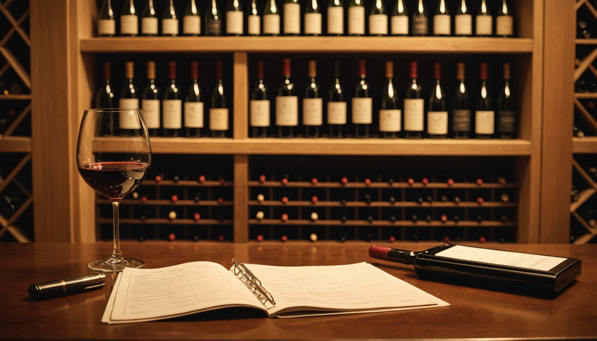 Illustration d'un livret d'épargne et d'une cave à vin, symbole de diversification patrimoniale